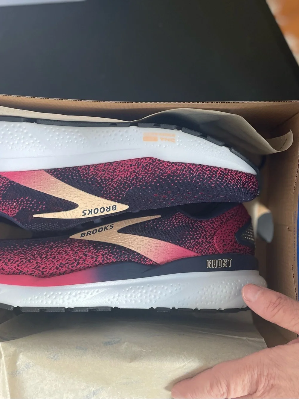 Brooks Ghost 16 Women's Running Shoes - Navy, Pink & Cream Accents
